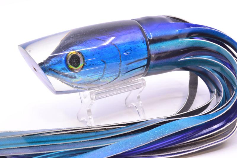 Ali'i Kai Lures Black-Purple-Blue-Silver Skipjack Fish Head Yakuza 14" 10oz FT Vinyl Skipjack
