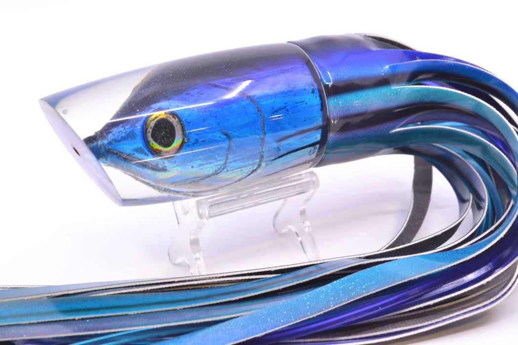 Ali'i Kai Lures Black-Purple-Blue-Silver Skipjack Fish Head Yakuza 14" 10oz FT Vinyl Skipjack GZE