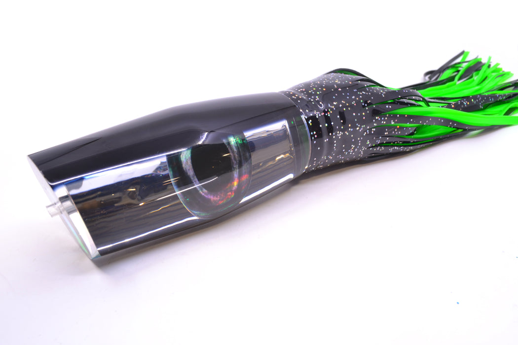 Moyes Lures Mirrored Black Back Taxi Eyes Razo Teaser 16" 29oz Skirted Black/Green GZE