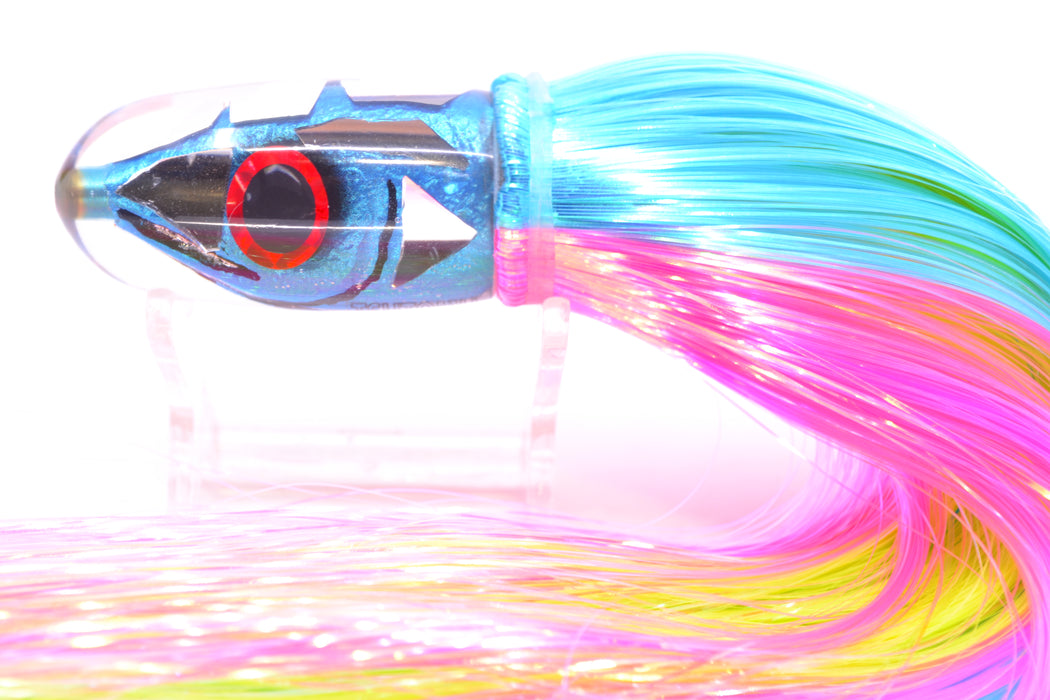 Tsutomu Lures "Ice Blue Disco" Fish Head Pau Hana Blunt Bullet 7" 4oz Strobez Ice Blue-Pink GZE