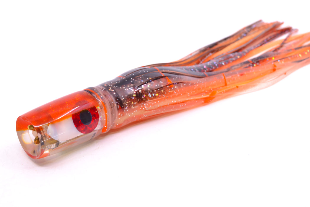 Coggin Lures White MOP Orange Back 4-Hole Small Slant Bogie Invert 7" 3.5oz Skirted
