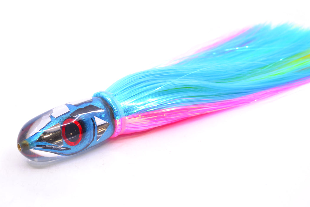 Tsutomu Lures "Ice Blue Disco" Fish Head Pau Hana Blunt Bullet 7" 4oz Strobez Ice Blue-Pink GZE