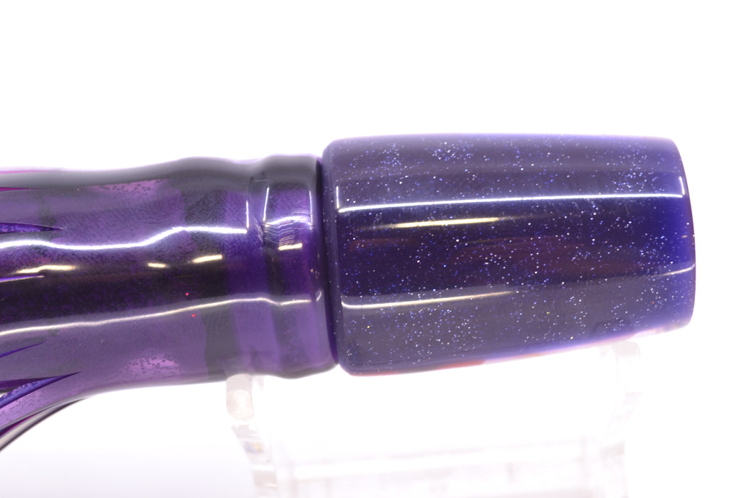 Coggin Lures White MOP Purple Back 4-Hole Small Slant Bogie Invert 7" 3.5oz Skirted