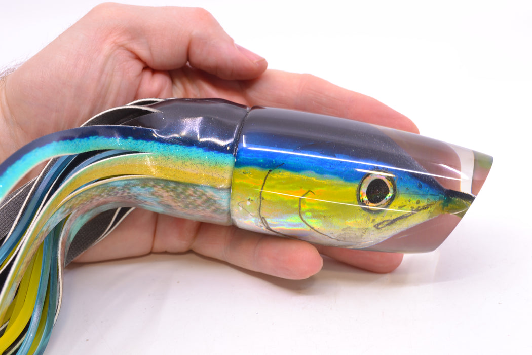 Ali'i Kai Lures Black-Blue-Yellow-Silver Yellowfin Fish Head Yakuza 14" 10oz FT Vinyl Yellowfin GZE