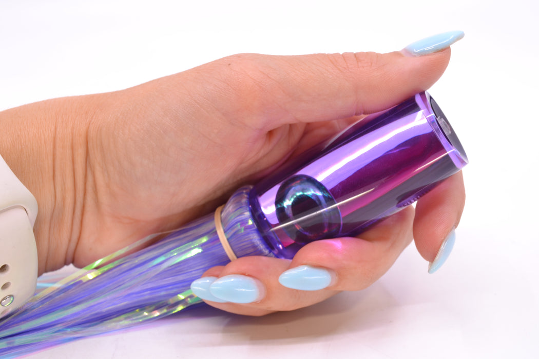 Moyes Lures Purple Mirrored Small Shotgun 9" 2.5oz Skirted Mixed Purple-White Hair