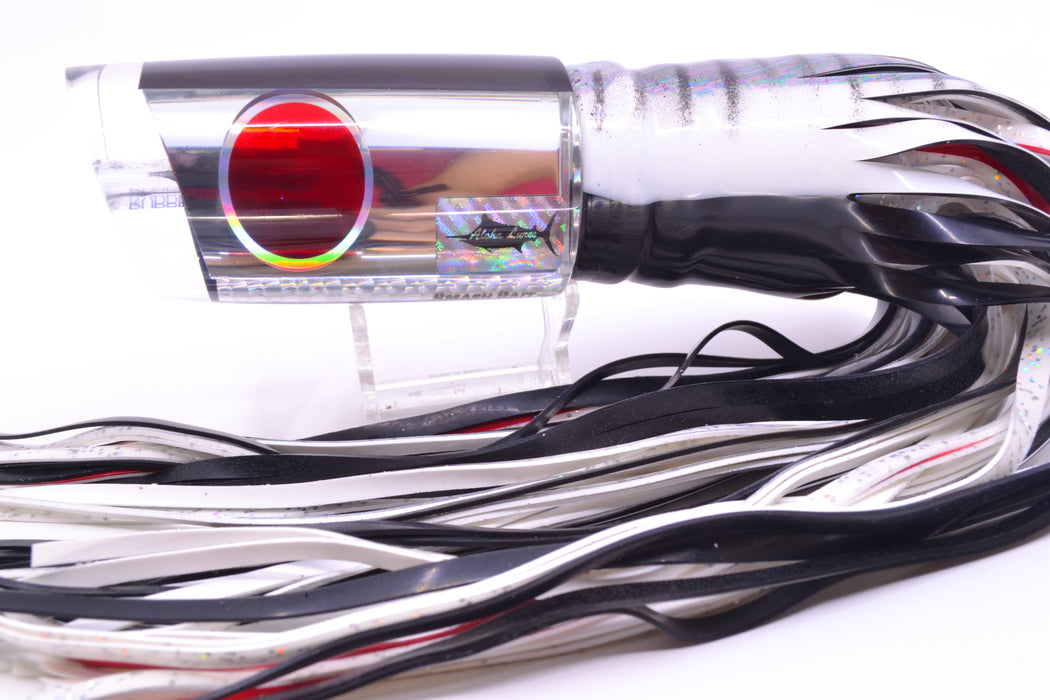 Aloha Lures Clear Mirrored Black Back Smash Bait 14" 13.5oz Skirted White Aurora-Black GZE
