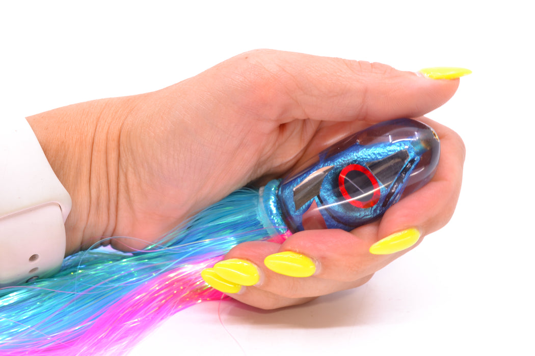 Tsutomu Lures "Ice Blue Disco" Fish Head Pau Hana Blunt Bullet 7" 4oz Strobez Ice Blue-Pink GZE