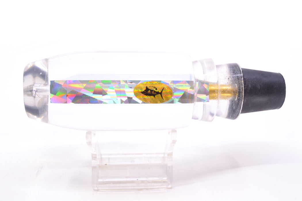 Aloha Lures Clear Mirrored Silver Rainbow Flake Back No Eyes Large Gully Boy 12" 6.8oz