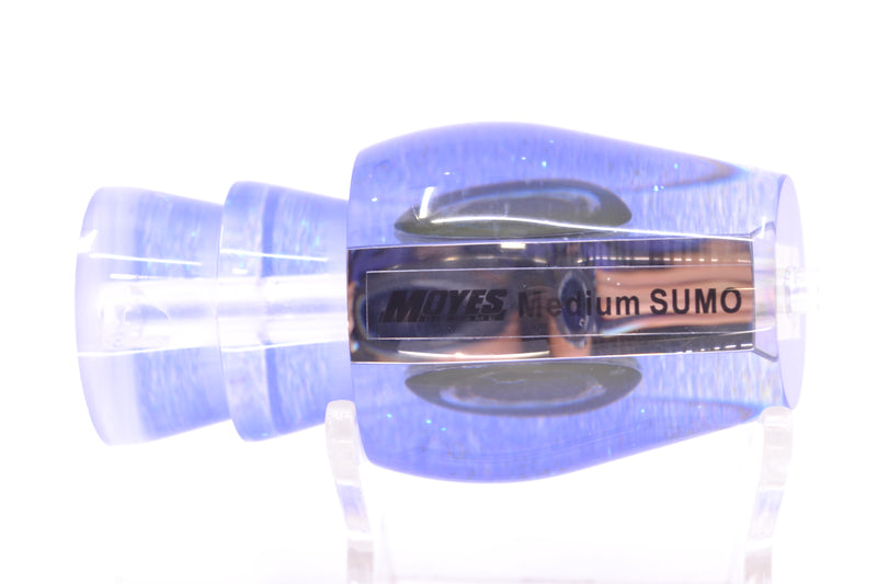Moyes Lures Clear Mirrored Blue Glitter Back Taxi Eyes Medium Sumo 12" 3.7oz