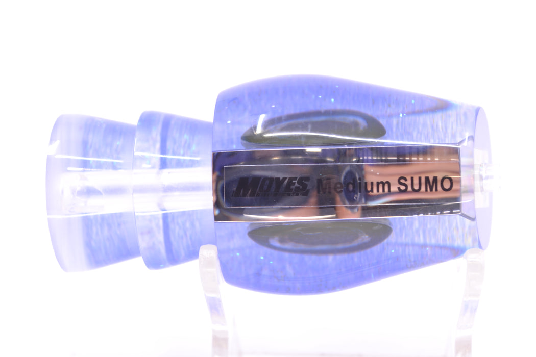 Moyes Lures Clear Mirrored Blue Glitter Back Taxi Eyes Medium Sumo 12" 3.7oz GZE