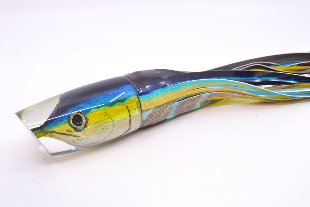 Ali'i Kai Lures Black-Blue-Yellow-Silver Yellowfin Fish Head Yakuza 14" 10oz FT Vinyl Yellowfin GZE
