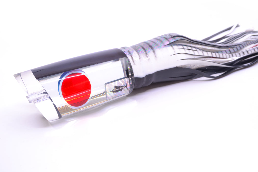 Aloha Lures Clear Mirrored Black Back Smash Bait 14" 13.5oz Skirted White Aurora-Black GZE