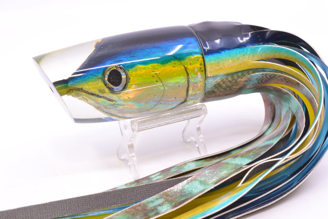 Ali'i Kai Lures Black-Blue-Yellow-Silver Yellowfin Fish Head Yakuza 14" 10oz FT Vinyl Yellowfin GZE