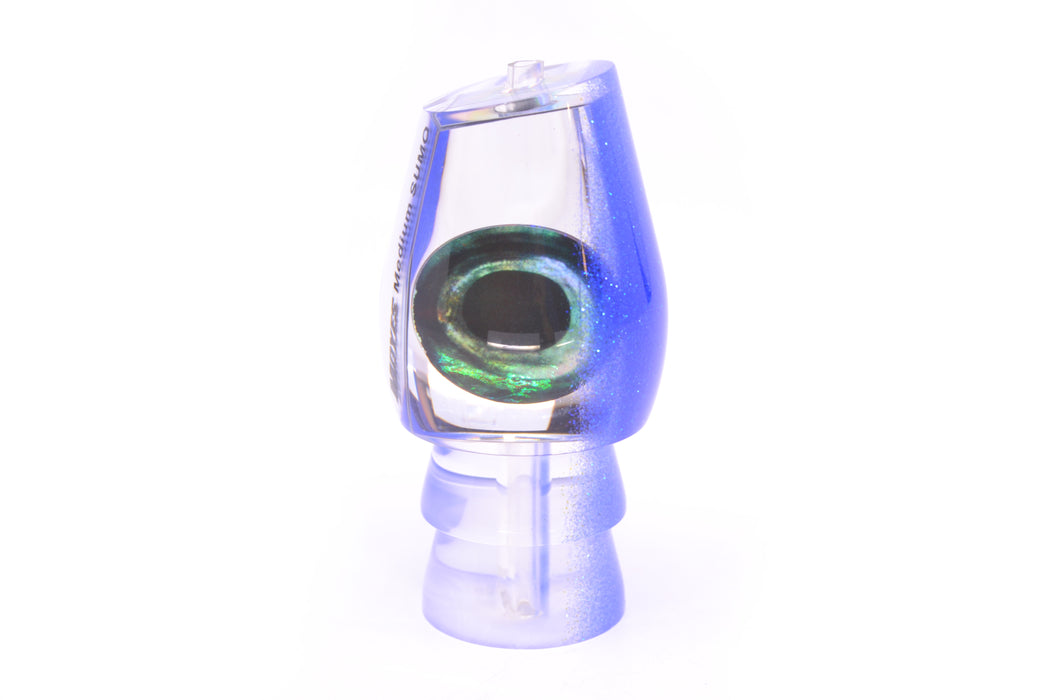 Moyes Lures Clear Mirrored Blue Glitter Back Taxi Eyes Medium Sumo 12" 3.7oz GZE