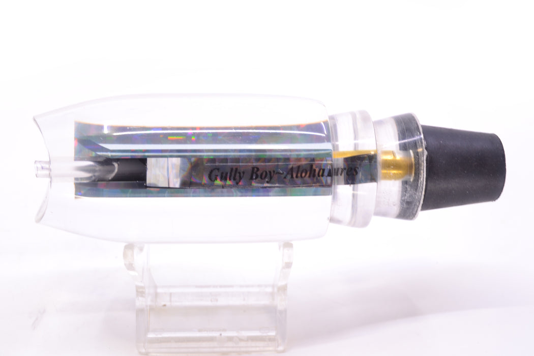 Aloha Lures Clear Mirrored Silver Rainbow Flake Back No Eyes Large Gully Boy 12" 6.8oz