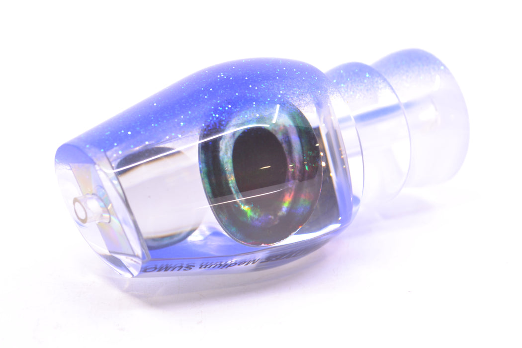 Moyes Lures Clear Mirrored Blue Glitter Back Taxi Eyes Medium Sumo 12" 3.7oz GZE