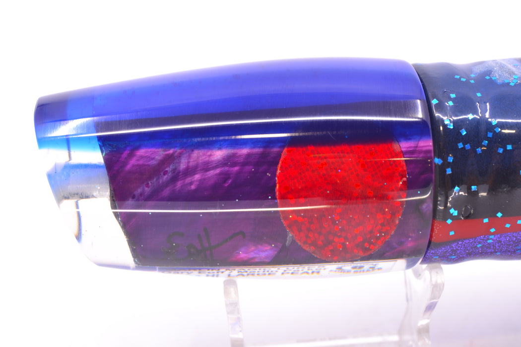 Marlin Magic Purple MOP Blue Back Red Eyes Large Pear 12" 11oz Skirted Black & Blue Bars
