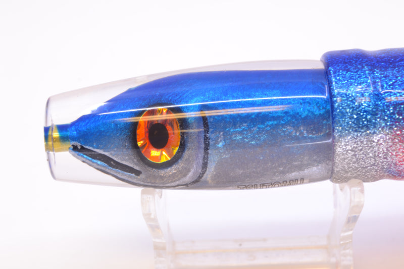 Tsutomu Lures Blue-Silver Fish Head Ali'i Invert 7" 5.7oz Skirted Blue-Silver/Pink