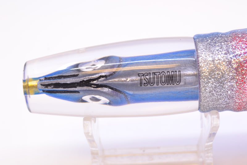 Tsutomu Lures Blue-Silver Fish Head Ali'i Invert 7" 5.7oz Skirted Blue-Silver/Pink