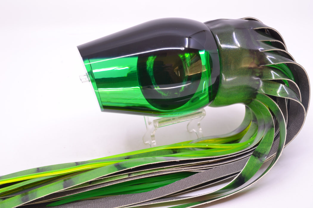 Moyes Lures Green Mirrored Black Back Sumo Teaser 26.3oz FT Vinyl Green Tiger GZE