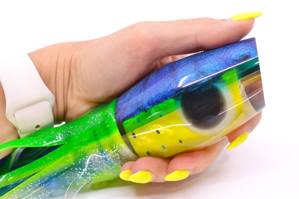Ali'i Kai Lures Mahi MOP Blue-Green Back Tahitian Pirate 14" 7.5oz BOM Skirted