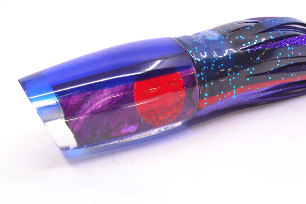 Marlin Magic Purple MOP Blue Back Red Eyes Large Pear 12" 11oz Skirted Black & Blue Bars