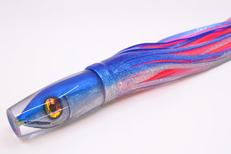 Tsutomu Lures Blue-Silver Fish Head Ali'i Invert 7" 5.7oz Skirted Blue-Silver/Pink