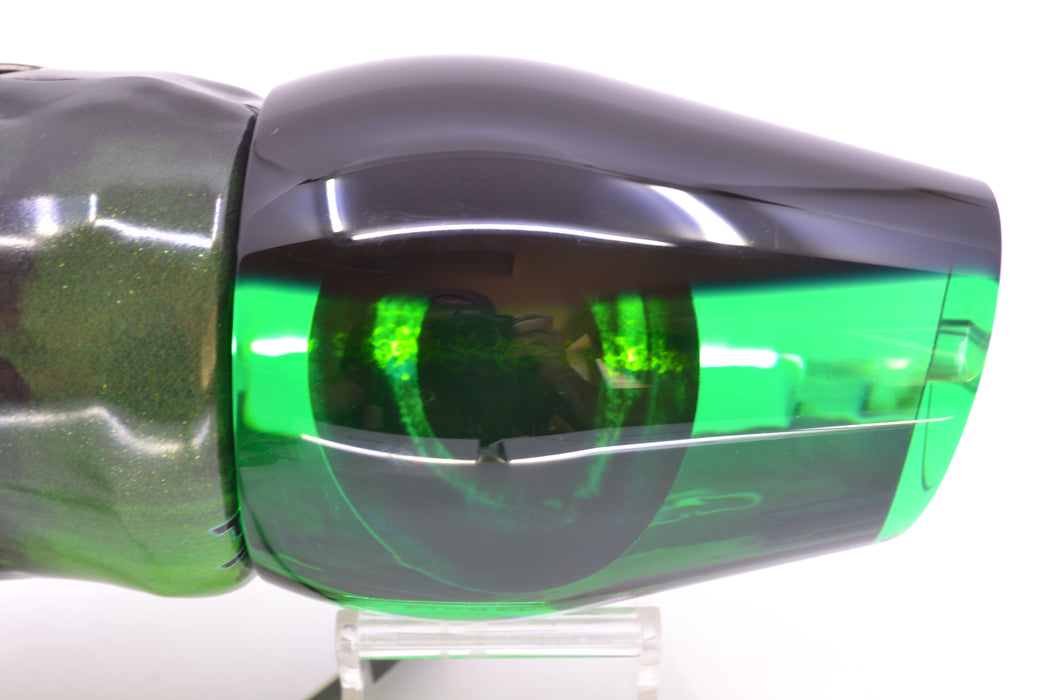 Moyes Lures Green Mirrored Black Back Sumo Teaser 26.3oz FT Vinyl Green Tiger GZE