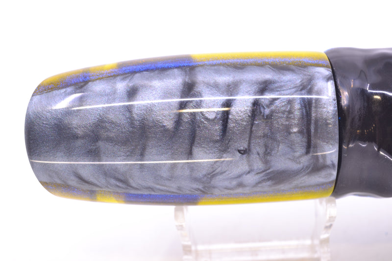 Ali'i Kai Lures White MOP Gray-Blue-Yellow Back Yakuza 14" 10.8oz BOM Skirted Yellowfin