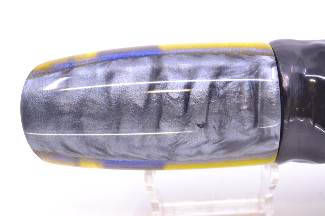 Ali'i Kai Lures White MOP Gray-Blue-Yellow Back Yakuza 14" 10.8oz BOM Skirted Yellowfin