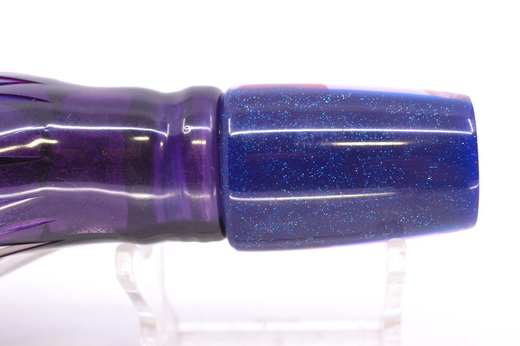 Coggin Lures White MOP Blue Back 4-Hole Small Slant Bogie Invert 7" 3.5oz Skirted