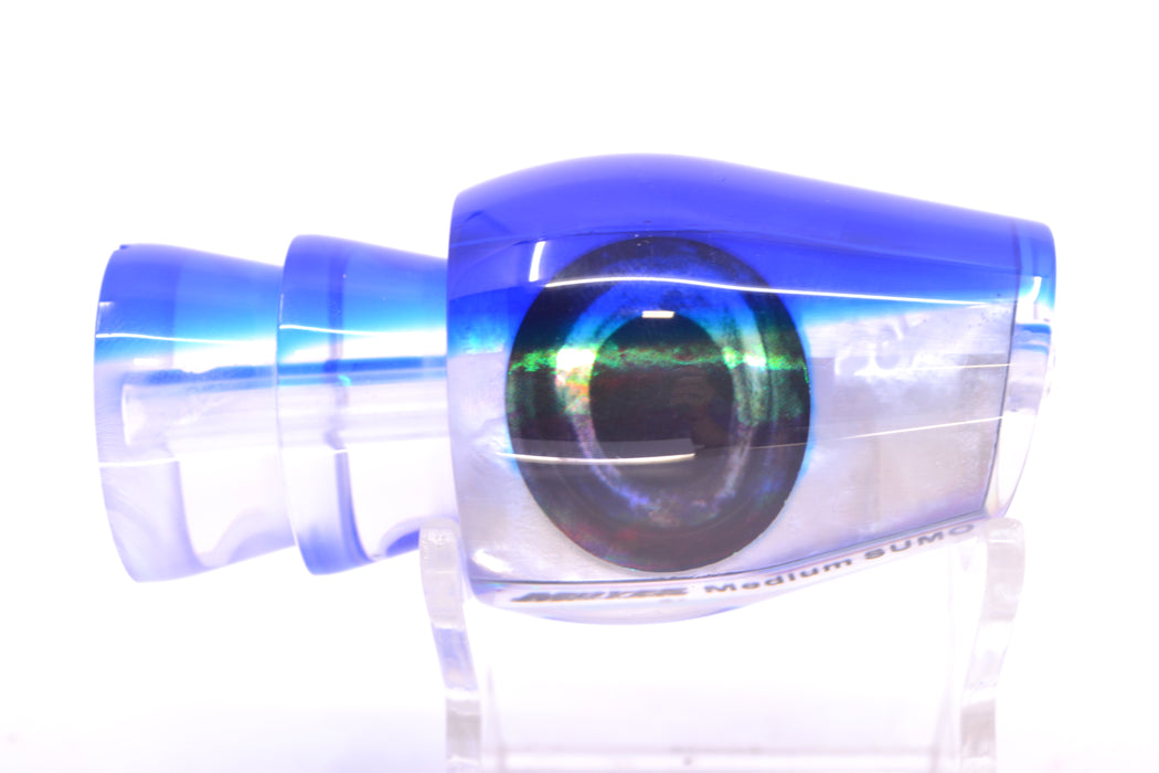 Moyes Lures White MOP Blue Back Taxi Eyes Medium Sumo 12" 3.7oz GZE