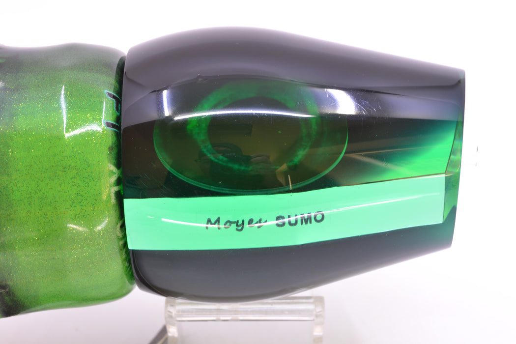 Moyes Lures Green Mirrored Black Back Sumo Teaser 26.3oz FT Vinyl Green Tiger GZE