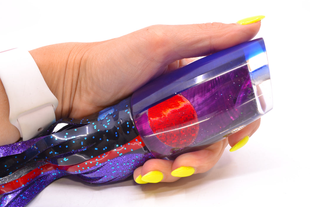 Marlin Magic Purple MOP Blue Back Red Eyes Large Pear 12" 11oz Skirted Black & Blue Bars