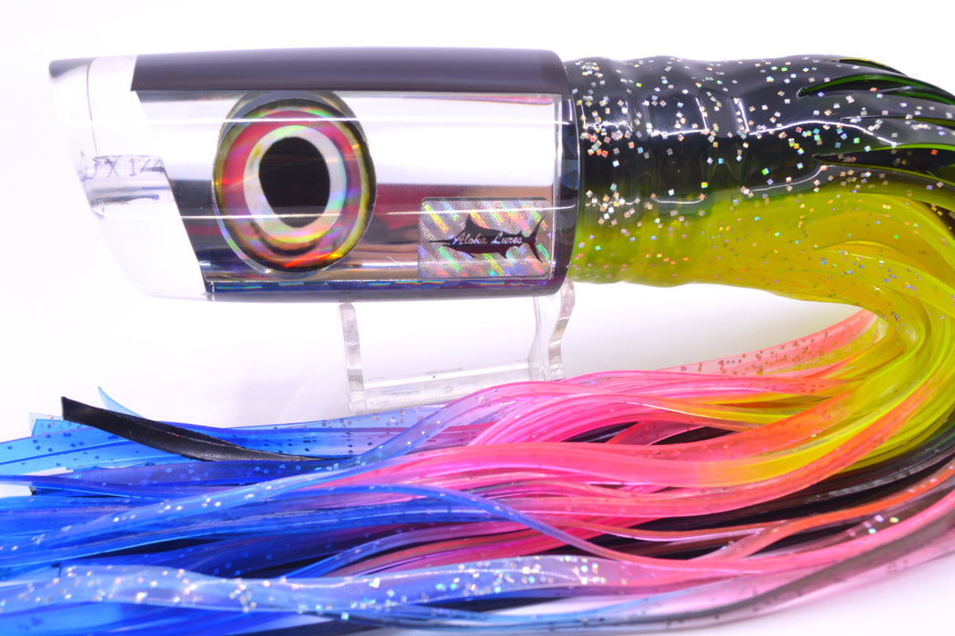 Aloha Lures Clear Mirrored Black Back Smash Bait 14" 13.5oz Skirted Magic Johnson GZE