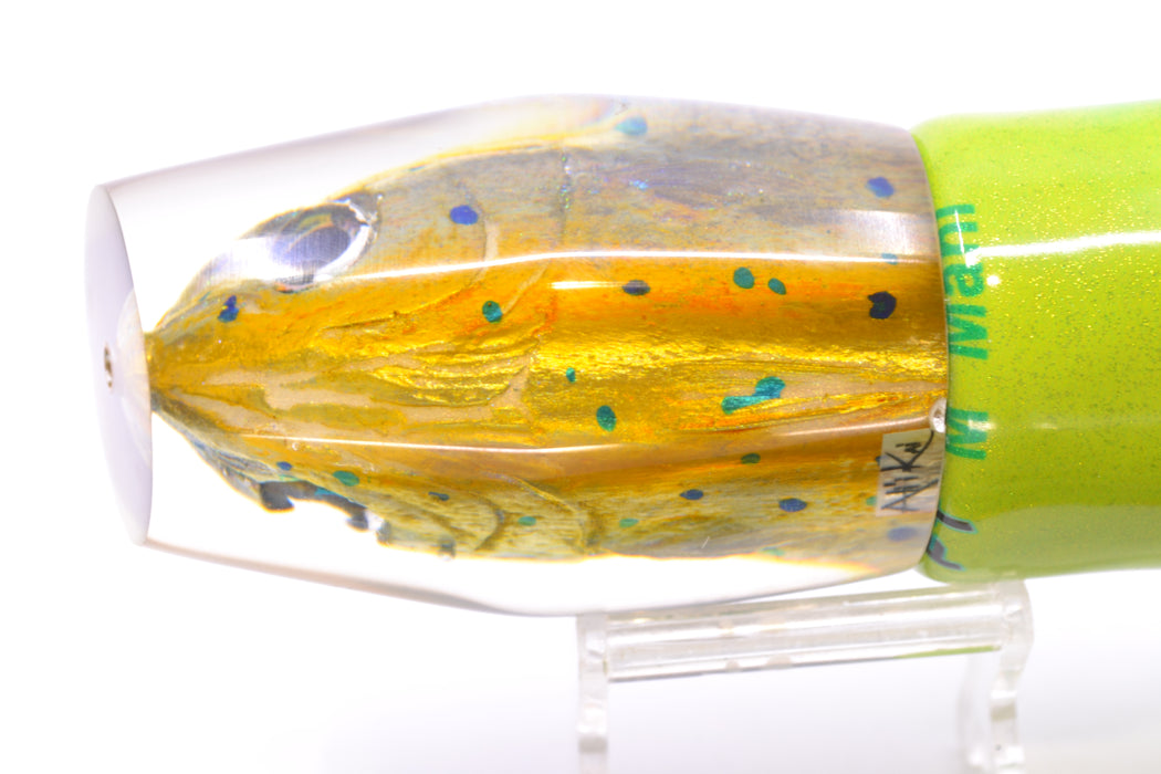 Ali'i Kai Lures Golden Mahi Fish Head "Futa" Tahitian Pirate 14" 9oz Fire Tailz Mahi GZE