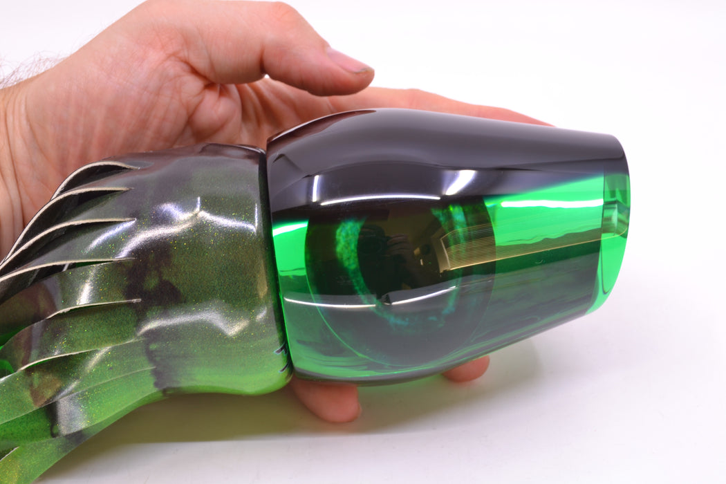 Moyes Lures Green Mirrored Black Back Sumo Teaser 26.3oz FT Vinyl Green Tiger GZE