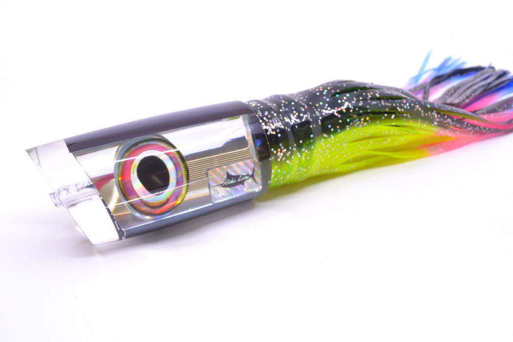 Aloha Lures Clear Mirrored Black Back Smash Bait 14" 13.5oz Skirted Magic Johnson GZE