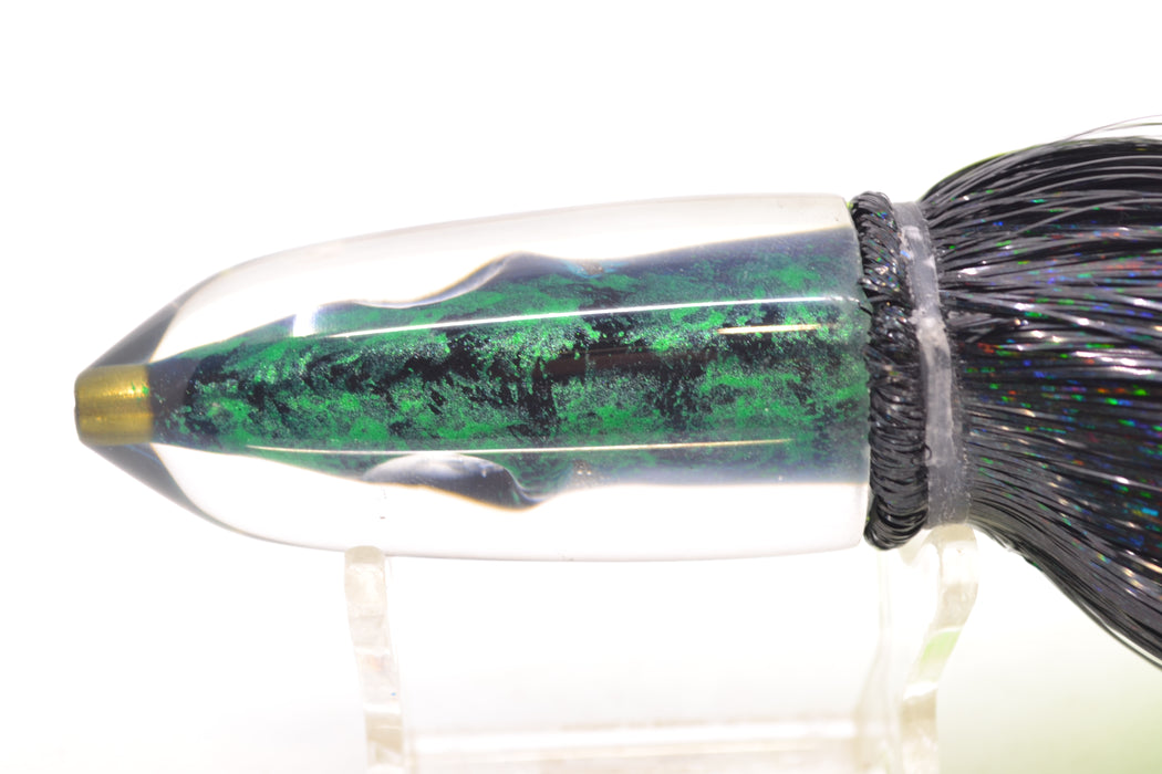 Tsutomu Lures Black/Green-Blue-Silver Fish Head Ali'i Bullet 7" 5oz Strobez Black-Green GZE