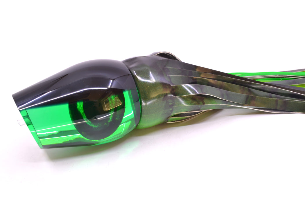 Moyes Lures Green Mirrored Black Back Sumo Teaser 26.3oz FT Vinyl Green Tiger GZE