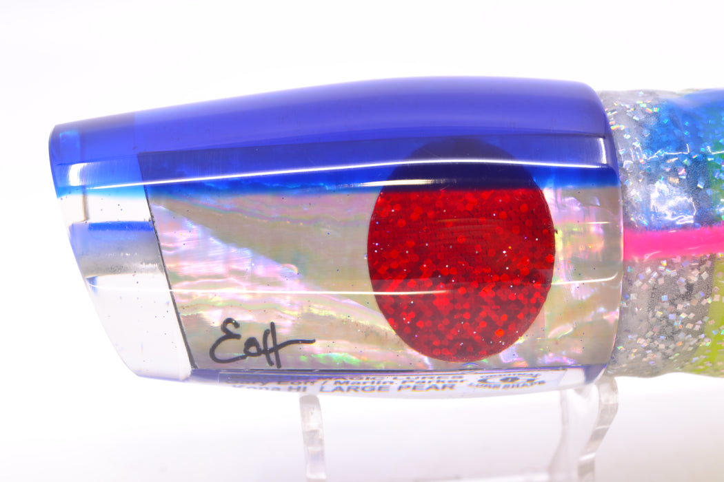 Marlin Magic White Awabi Blue Back Red Eyes Large Pear 12" 11oz Skirted Holo & Blue Bars