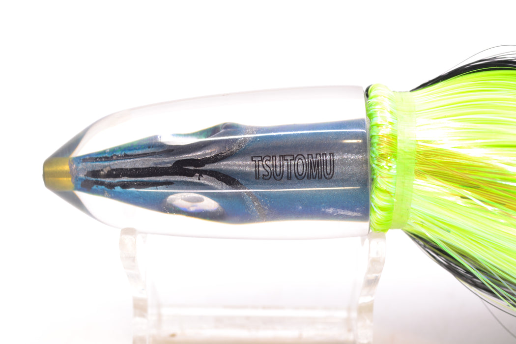 Tsutomu Lures Black/Green-Blue-Silver Fish Head Ali'i Bullet 7" 5oz Strobez Black-Green GZE
