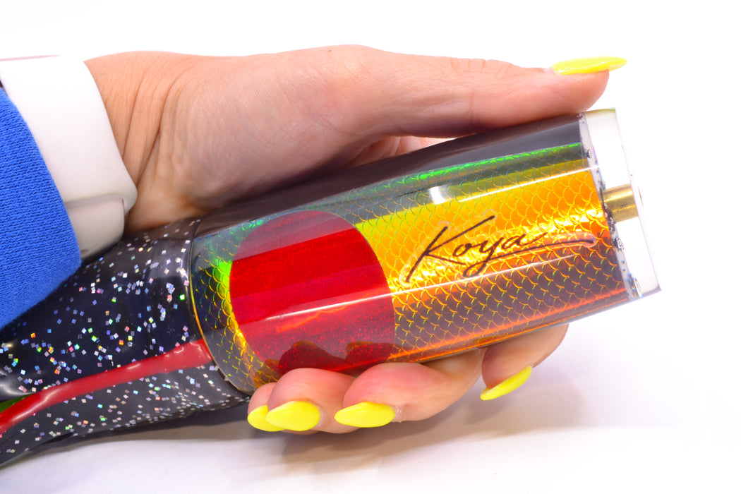 Koya Lures Rainbow Scale Red Eyes Hard Head 14" 14.5oz Skirted Black/Rainbow GZE