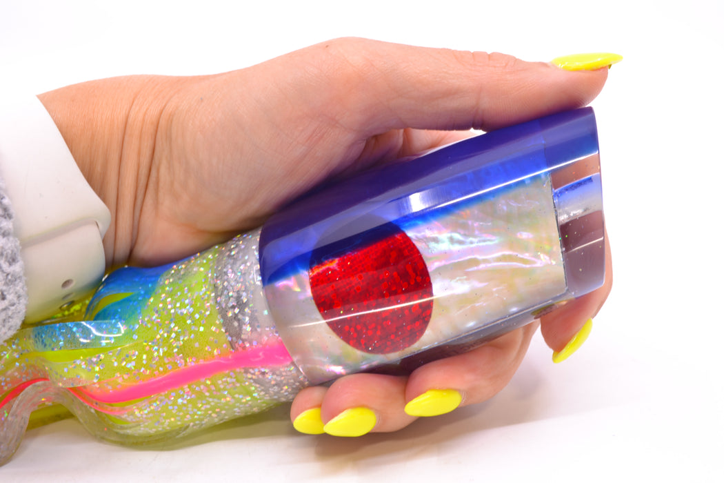 Marlin Magic White Awabi Blue Back Red Eyes Large Pear 12" 11oz Skirted Holo & Blue Bars
