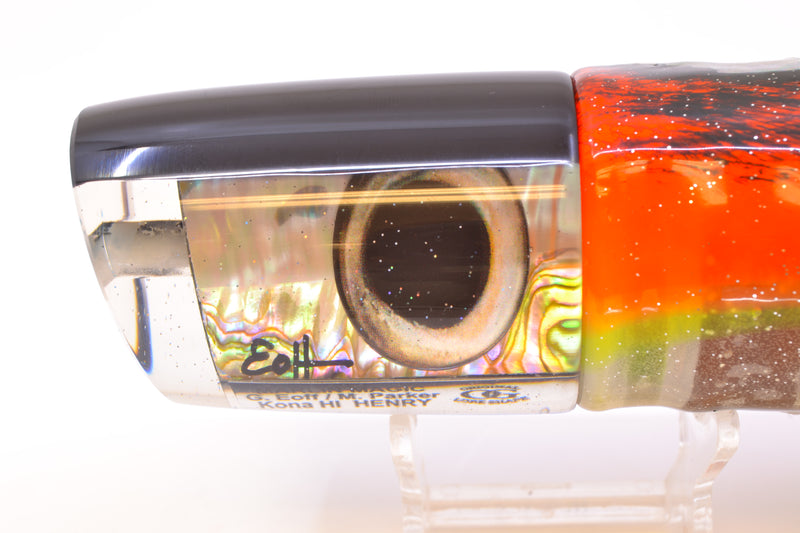 Marlin Magic White Abalone Black Back Taxi Eyes Henry 12" 11.5oz Skirted Kajiki