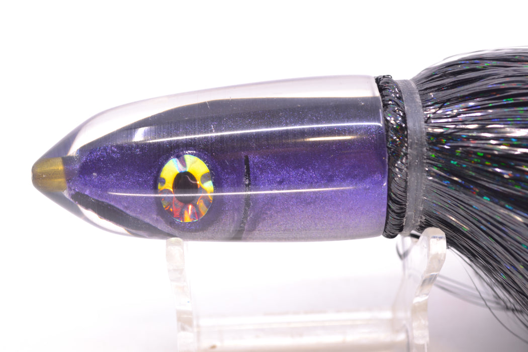 Tsutomu Lures Black-Purple-Silver Fish Head Ali'i Bullet 7" 5oz Strobez Black/Purple GZE