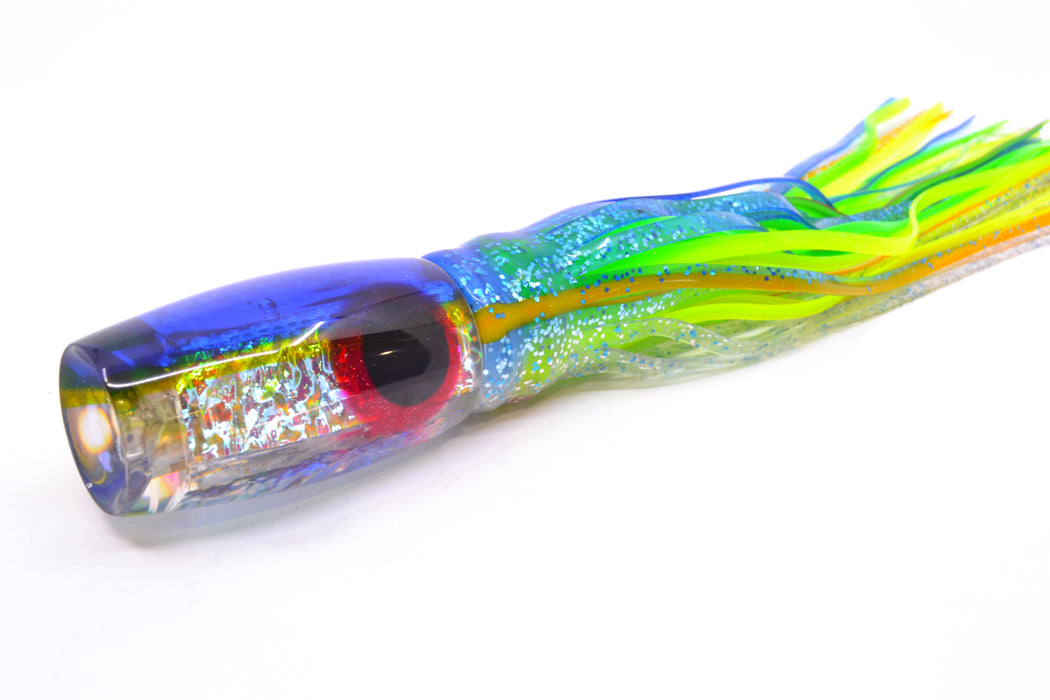 Coggin Lures Ice Rainbow Dichro Blue-Yellow Back 4-Hole Copalure Invert 12" 12oz Skirted