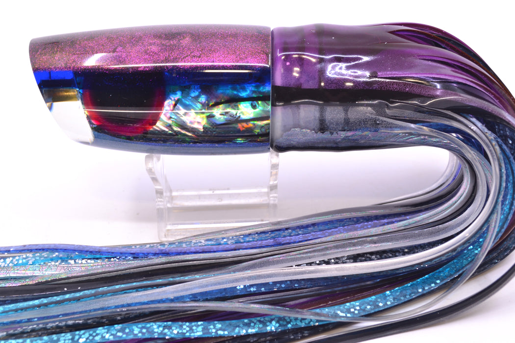 Ali'i Kai Lures "Skipjack" Blue-Purple Abalone Purple-Blue Back Yakuza 14" 10.8oz BOM Skirted