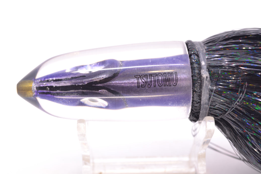 Tsutomu Lures Black-Purple-Silver Fish Head Ali'i Bullet 7" 5oz Strobez Black/Purple GZE