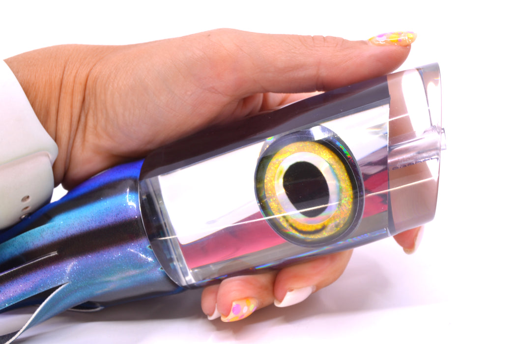 Aloha Lures Clear Mirrored Black Back Taxi Eyes Smash Bait 14" 12.2oz FT Vinyl Skipjack GZE